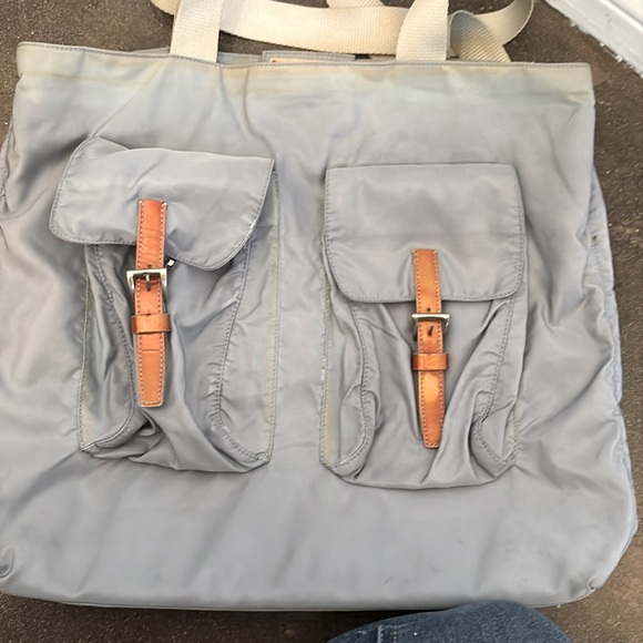 PRADA TESSOTO  rare NYLON POCKETED TOTE  grayish blue - Picture 6 of 10